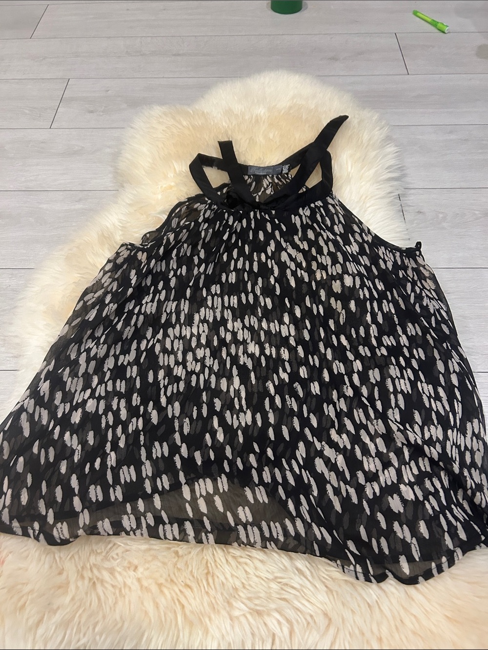Costa Blanca Black & Cream Printed Sleeveless Halter Top